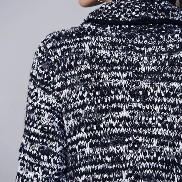 NWT Small Free People Last Dance Sweater Coat Duster Tweed Black Gray Cardigan - Picture 3 of 9